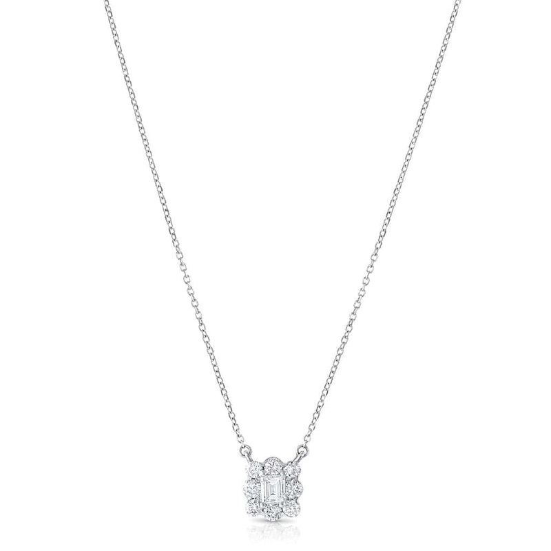 18kt White Gold Diamond Square Pendant Necklace