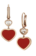 Happy Hearts Drop Earrings Red Stone