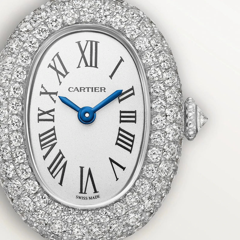 Baignoire watch (Size 16), Mini model, quartz movement, white gold, diamonds CRHPI01773