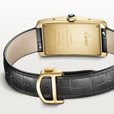 Tank Américaine watch, Large model, automatic movement, yellow gold, leather CRWGTA0295