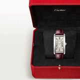 Tank Américaine watch, Large model, automatic movement, platinum, leather CRWGTA0296