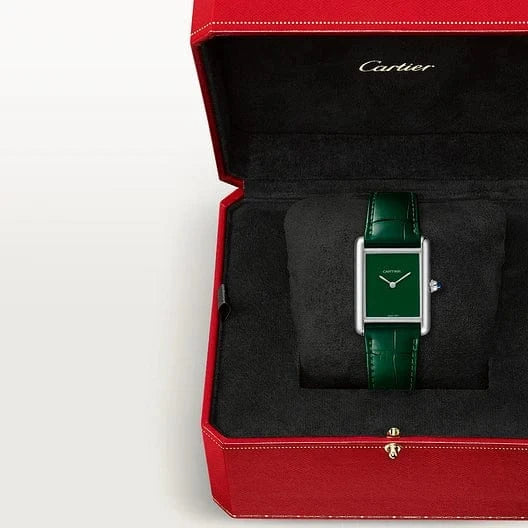 Tank Must de Cartier-horloge, Large model, quartz movement, steel, leather CRWSTA0115