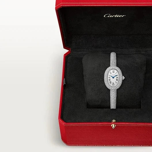 Baignoire watch (Size 16), Mini model, quartz movement, white gold, diamonds CRHPI01773