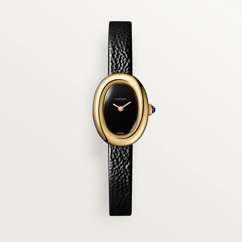Baignoire watch, Mini model, quartz movement, yellow gold, leather CRWGBA0040