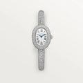 Baignoire watch (Size 16), Mini model, quartz movement, white gold, diamonds HPI01854
