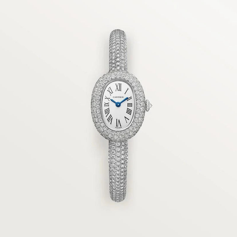 Baignoire watch (Size 16), Mini model, quartz movement, white gold, diamonds CRHPI01773