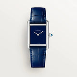Tank Must de Cartier watch, Large model, high autonomy quartz movement, steel, leather CRWSTA0114