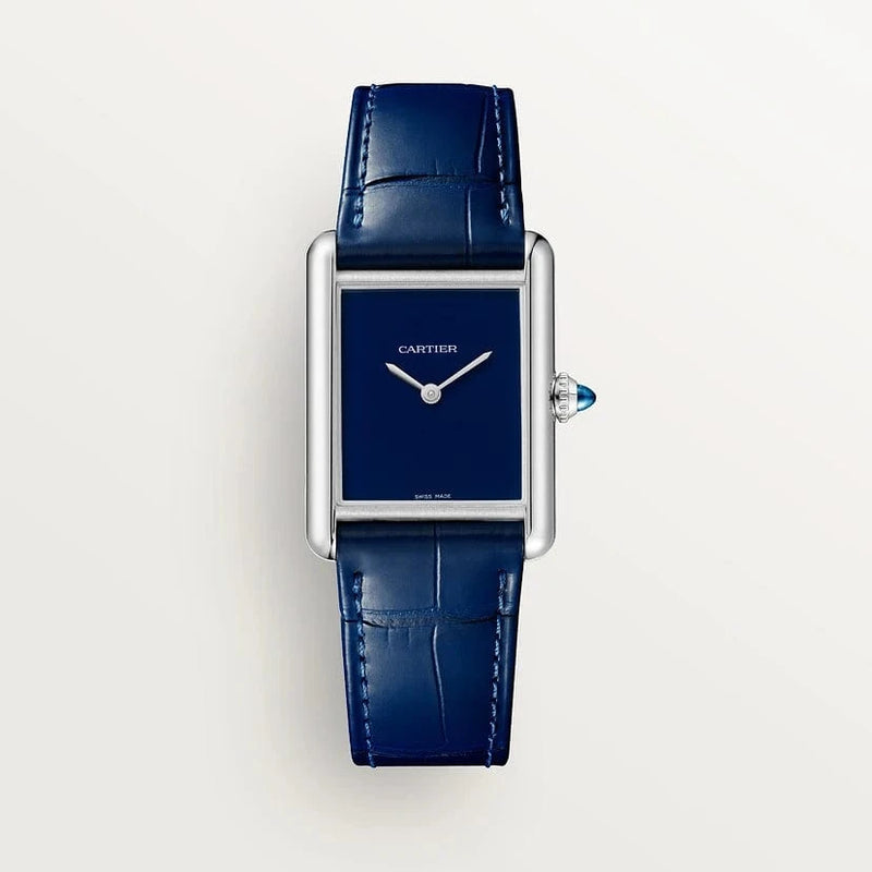 Tank Must de Cartier watch, Large model, high autonomy quartz movement, steel, leather CRWSTA0114