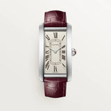 Tank Américaine watch, Large model, automatic movement, platinum, leather CRWGTA0296