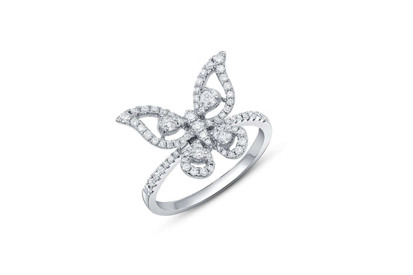 18kt White Gold Diamond Butterfly Ring