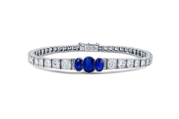 1920's Oval Sapphire and Diamond Bracelet