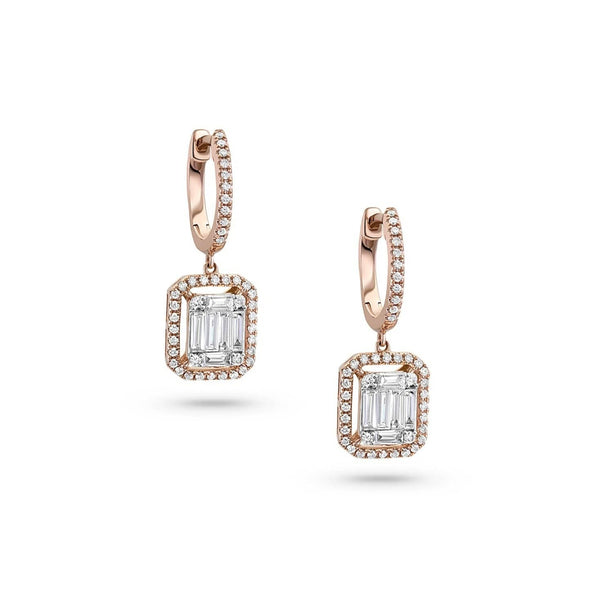 18kt Rose Gold Diamond Dangle Earrings