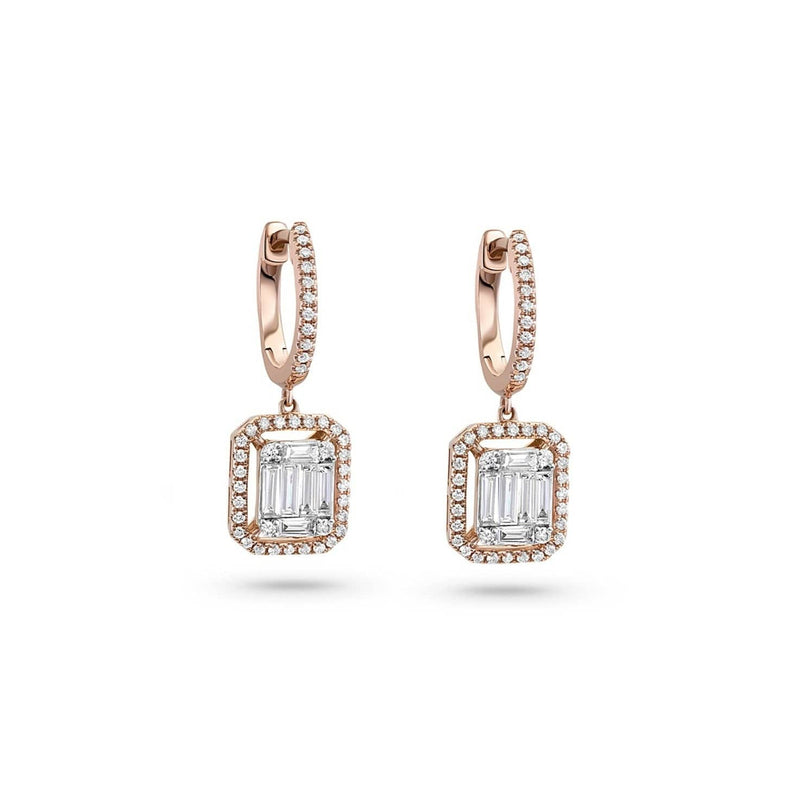 18kt Rose Gold Diamond Dangle Earrings