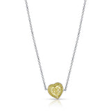 Rivière 18k Yellow Gold Platinum Fancy Yellow Diamond Heart Necklace