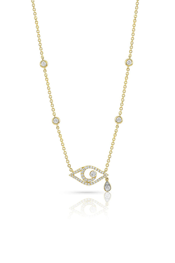 Evil Eye Teardrop Diamond Necklace