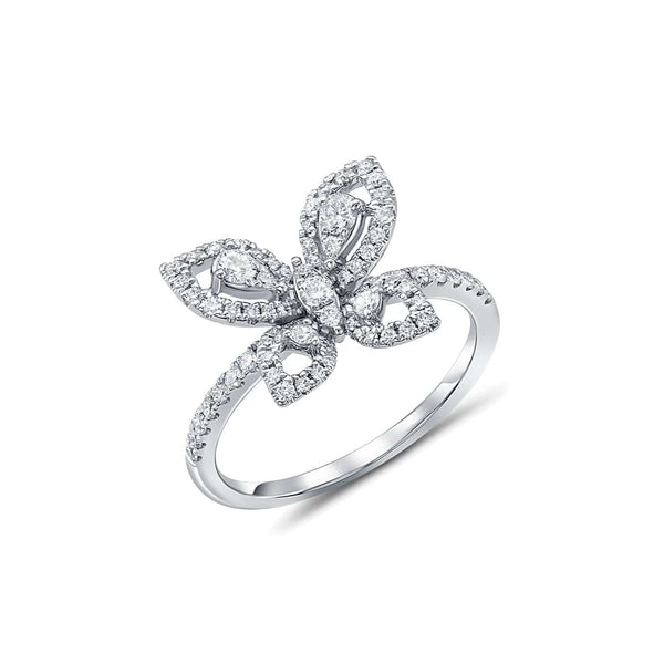 18kt White Gold Butterfly Diamond Ring