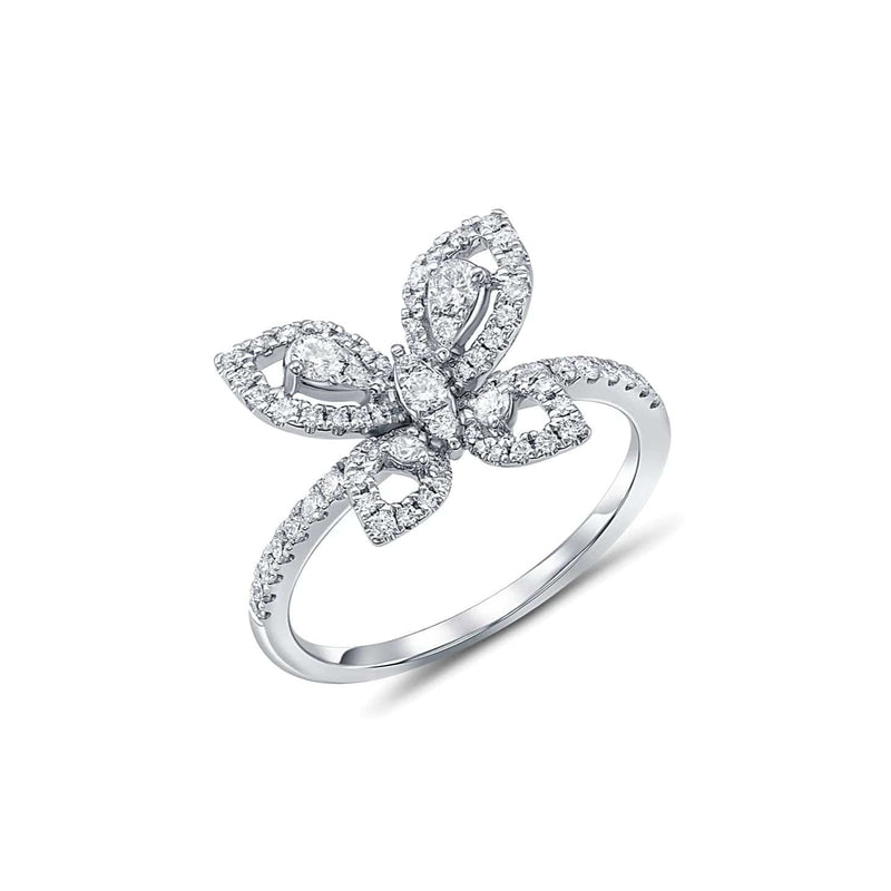 18kt White Gold Butterfly Diamond Ring