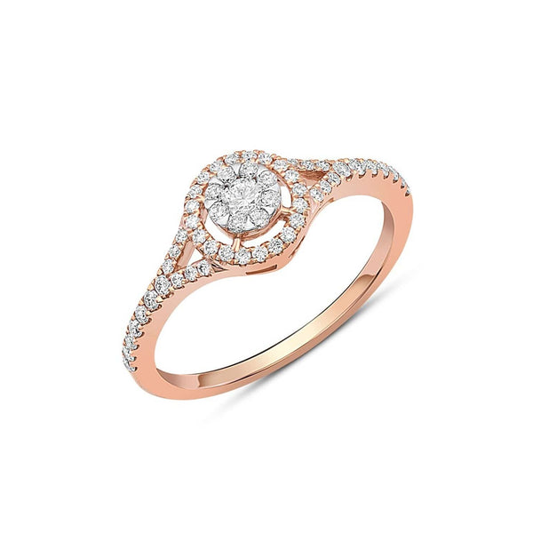 118kt Rose Gold Diamond Cluster Halo Ring