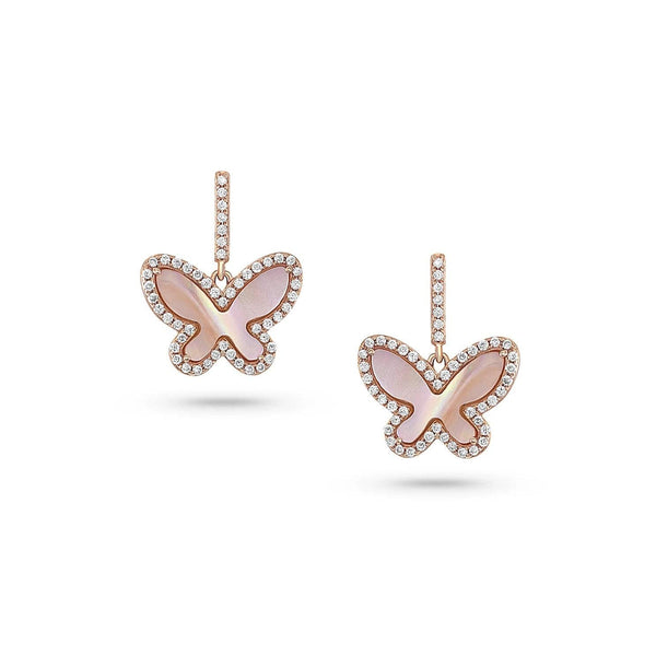 18kt Rose Gold Pink Mother-of-Pearl Butterfly