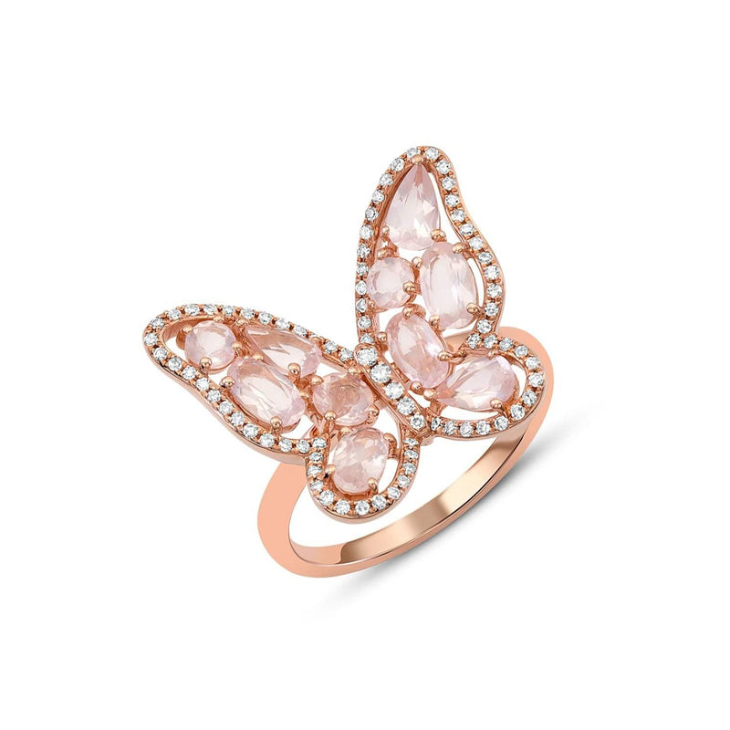 Buy Butterfly Diamond Ring, Rose Gold Diamond Ring, Gold Butterfly Ring,  Diamond Cluster Ring, Real Diamond Rings, Diamond Anniversary Rings Online  in India - Etsy