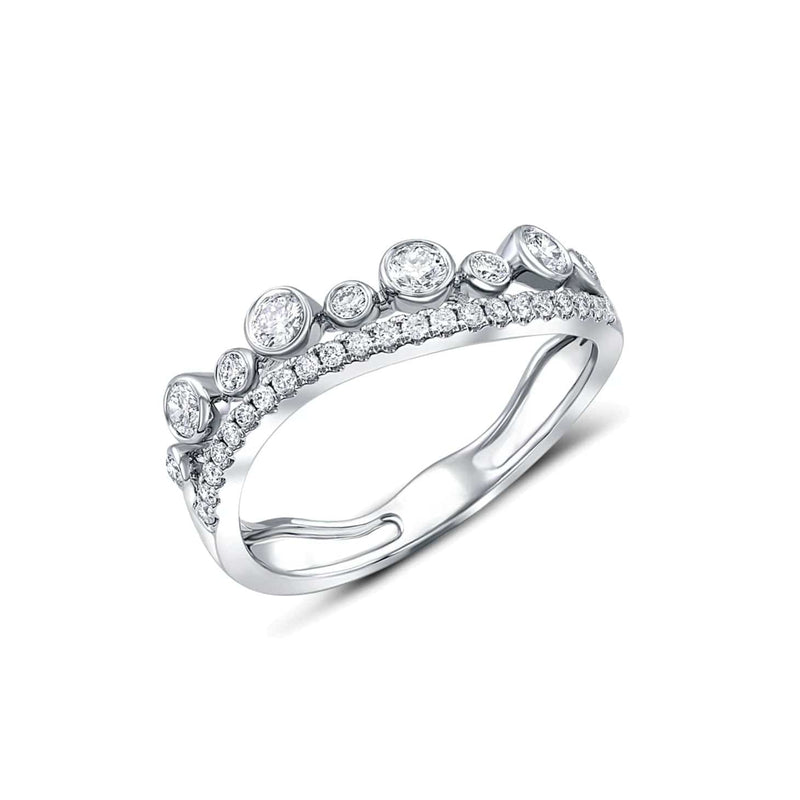 18 kt White Gold Curved Double Row Diamond Half Band