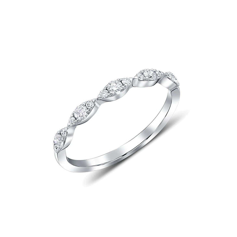 18k White Gold 0.27ctw Diamond Marquise Motif Band