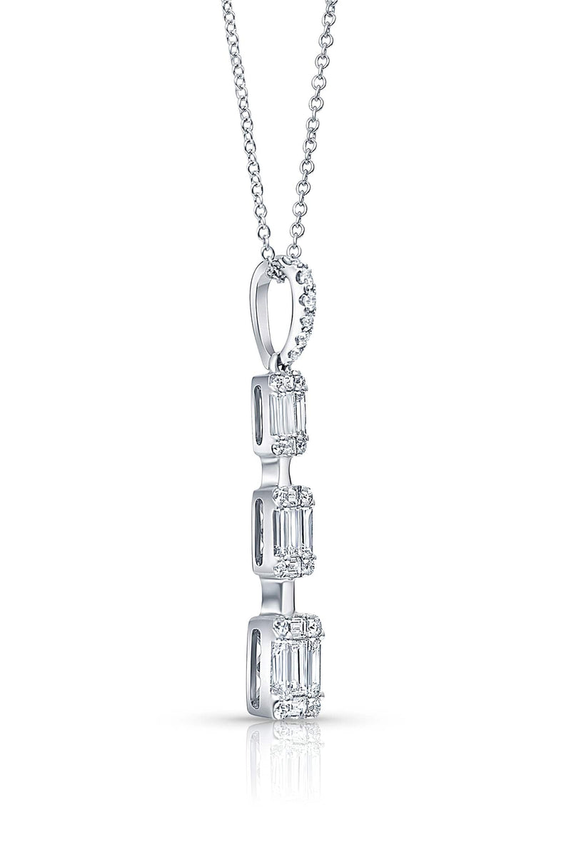Diamond baguette outlet cluster pendant necklace