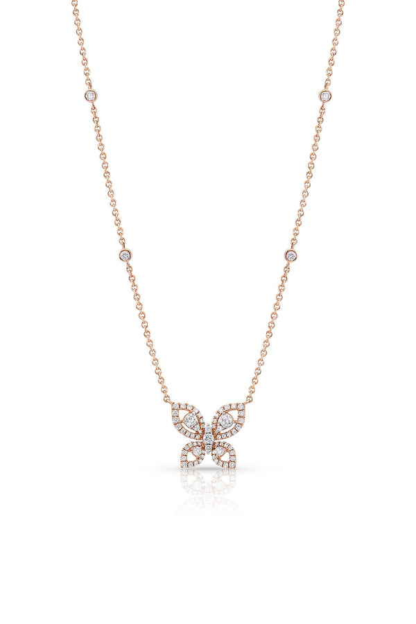 18 kt Rose Gold Diamond Butterfly Necklace