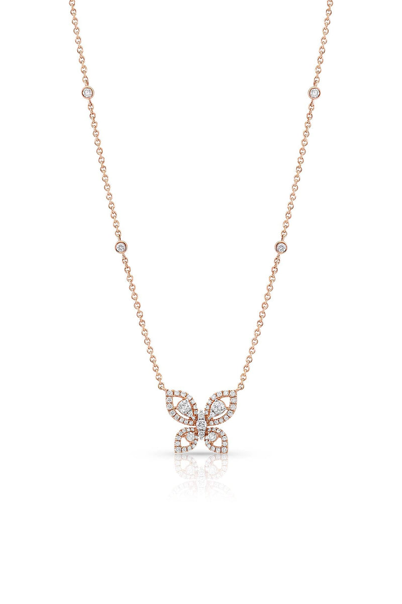 18 kt Rose Gold Diamond Butterfly Necklace