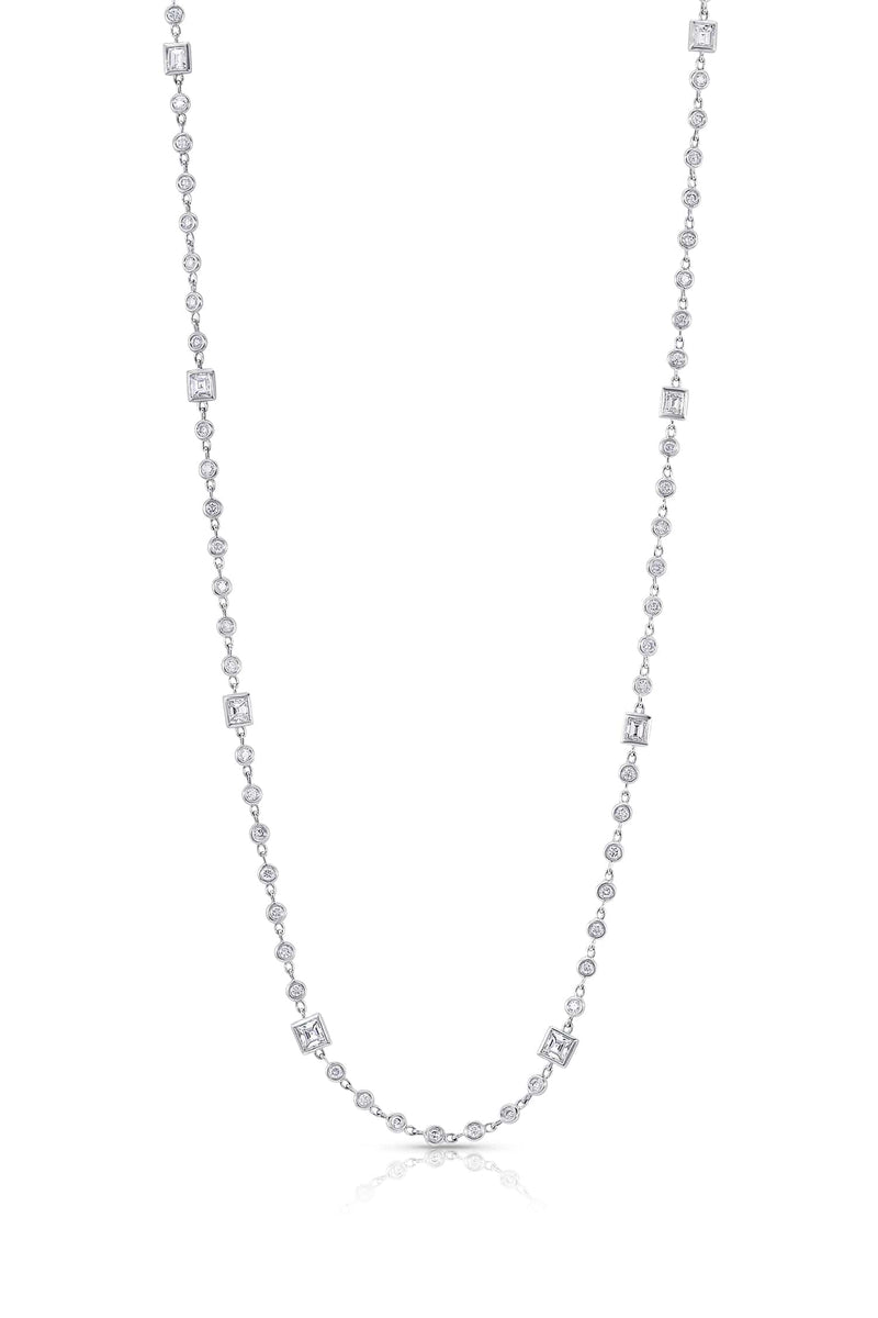 18 kt White Gold Diamond Long Strand Necklace
