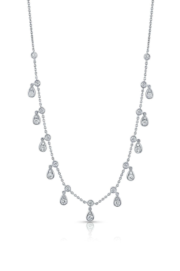 18k White Gold Pear Motif Diamond Necklace
