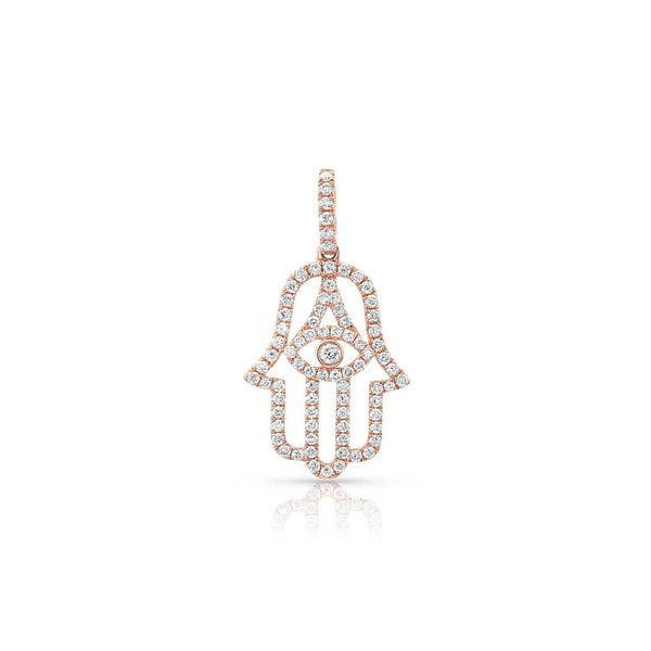 18kt Rose Gold Diamond Hamsa Pendant