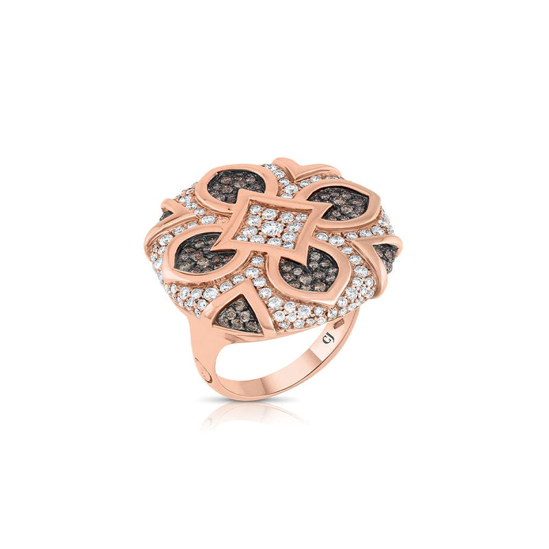 18K Rose Gold 1.84ctw Brown White Diamond Organic Ring