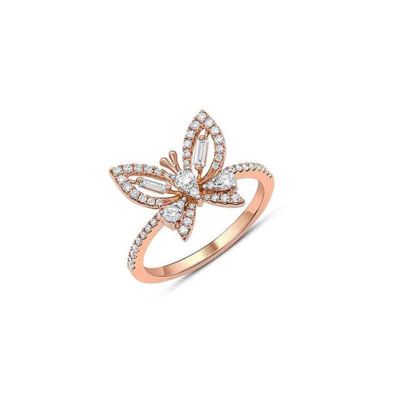 18k Rose Gold 0.49ctw Diamond Butterfly Ring