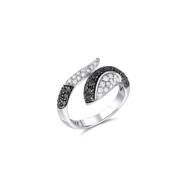 18K WHITE GOLD DIAMOND SNAKE RING