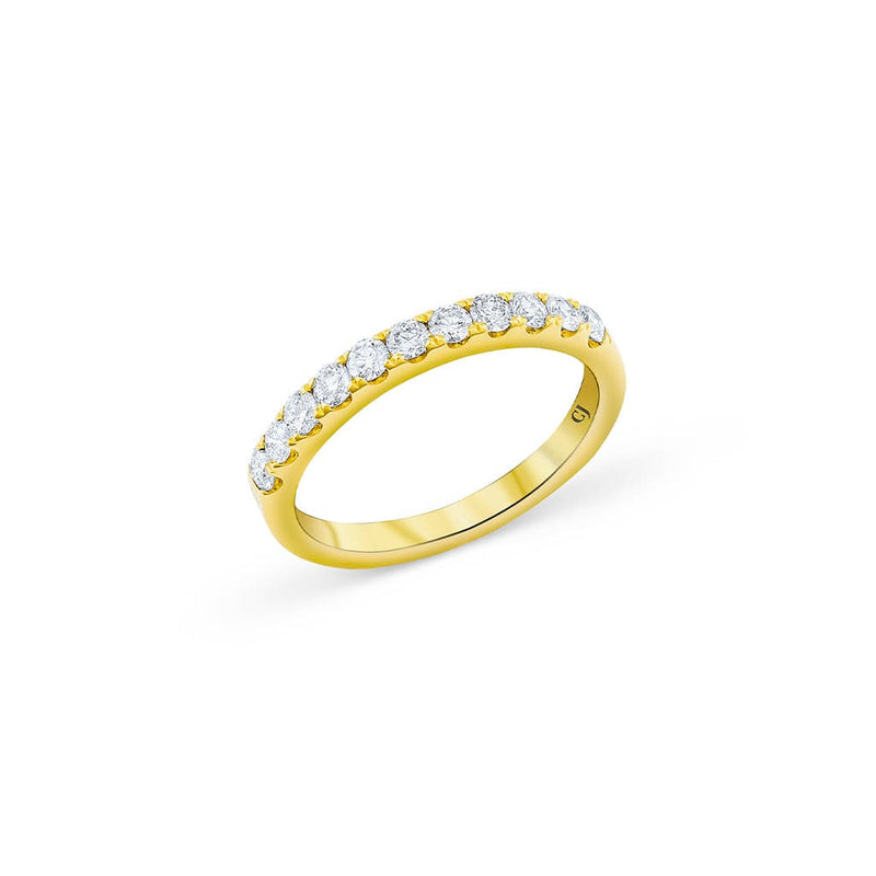 18K Yellow Gold 11 Diamonds 0.48ctw Halfway Band