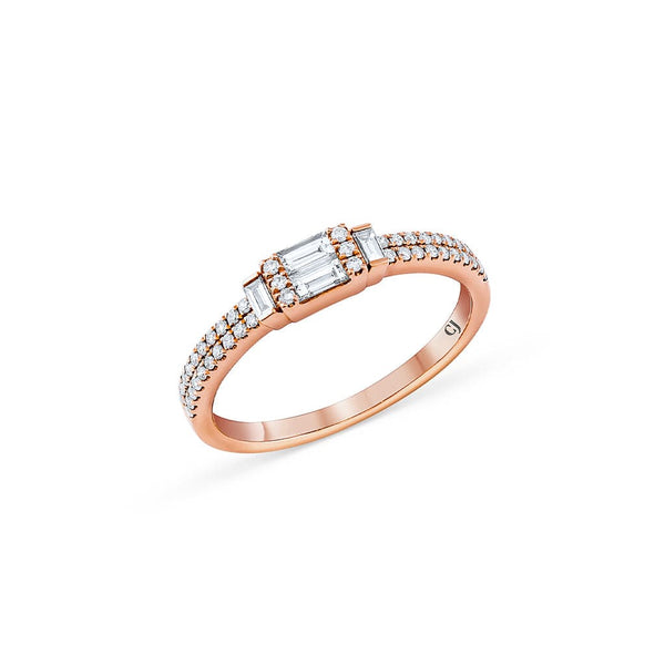 18k Rose Gold 0.35ctw Diamond Rectangular Ring