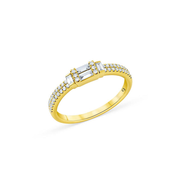 18k Yellow Gold 0.36ctw Diamond Rectangular Ring