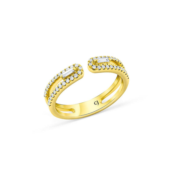 18k Yellow Gold 0.27ctw Diamond Ring Open Ring With Split Shank