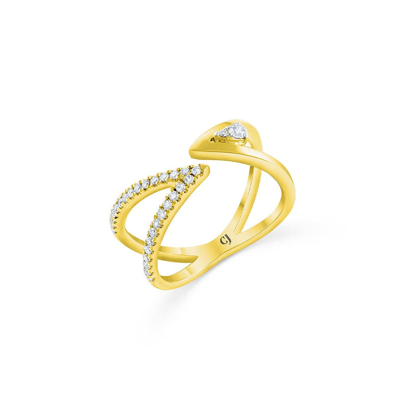 18k Yellow Gold 0.25ctw Diamond Overlap Pointed Ring