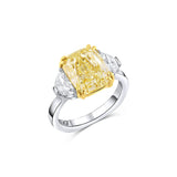 Rivière Platinum 18ky 5.01ct Fancy Yellow Diamond and Half Moon Diamond Ring, GIA Certified