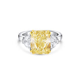 Rivière Platinum 18ky 5.01ct Fancy Yellow Diamond and Half Moon Diamond Ring, GIA Certified