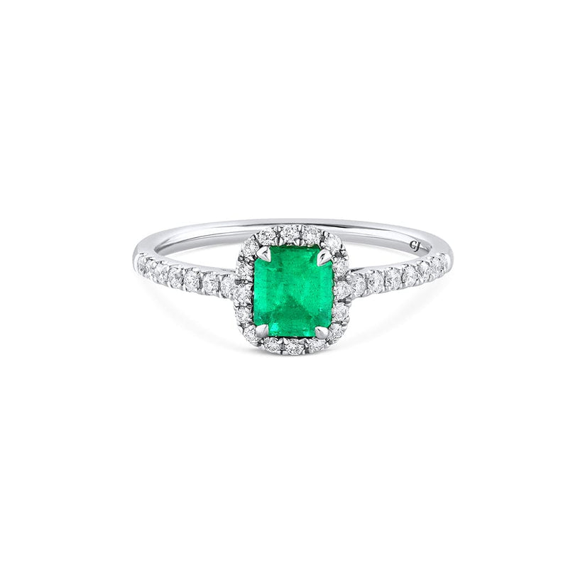 18k White Gold Zambia 0.50ct Emerald and Diamond Ring