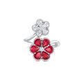 18k White Gold 2.10ctw Ruby and Diamond Flower Bypass Ring