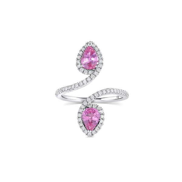 18k White Gold 1.54ctw Pink Sapphire Diamond Bypass Ring