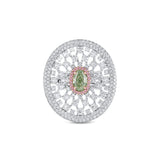 18k White Gold 1.96ct Fancy Green Diamond Cocktail Ring, GIA Certified