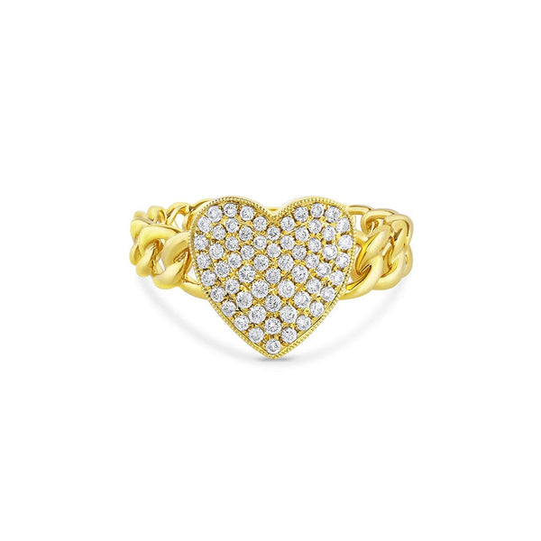 18k Yellow Gold 0.35ct Diamond Heart Ring Link Band
