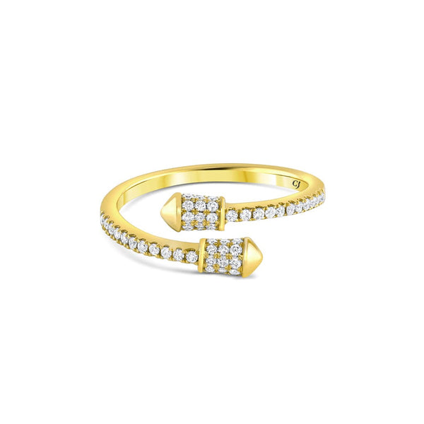 18k Yellow Gold Diamond Pointed Bypass Ring