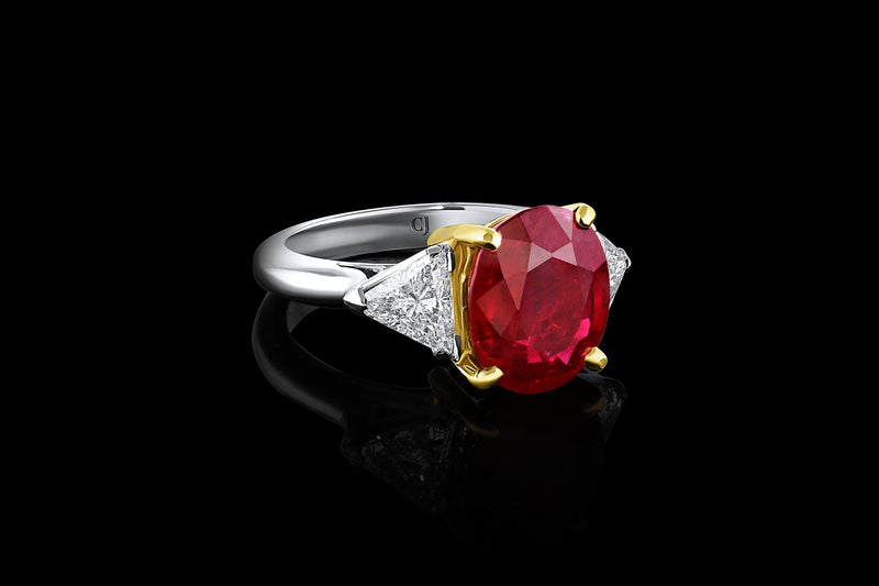 Platinum 18k Yellow Gold 6.94ct Ruby Diamond Ring, AGL Report