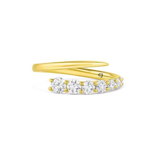18k Yellow Gold 0.73ctw Diamond Swirl Ring
